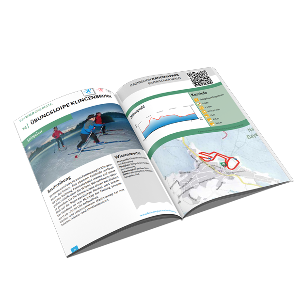 Der Pocketguide enthält Informationen über Skilanglauf, einschließlich Karten und Tourenbeschreibungen.