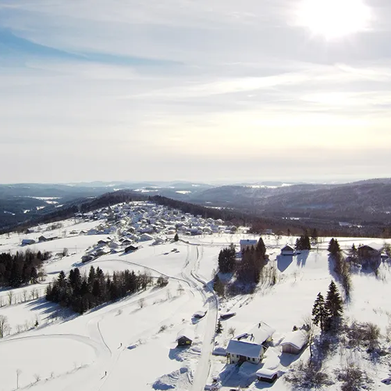 verschneite Ortsansicht Mauth-Finsterau