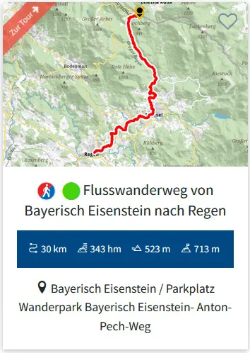 Kartenansicht Wegstrecke Flusswanderweg